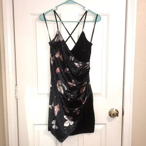 Butterfly Velvet Cross Back Dress